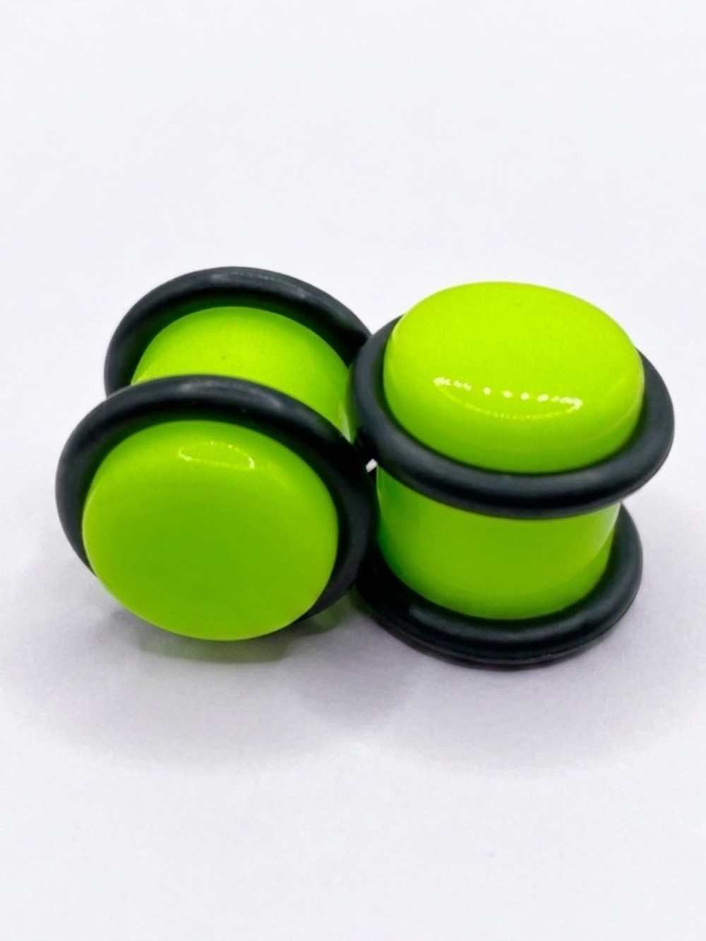 Pair 00g Neon Yellow Acrylic Ear Gauges Plugs Body Piercing Jewelry Grooved 1 Pr